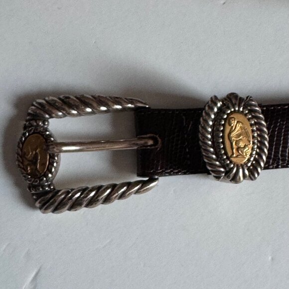 Brighton Brown Leather Belt Museum Collection M 37809 Sphinx Pegasus Vintage 90s - Picture 10 of 16